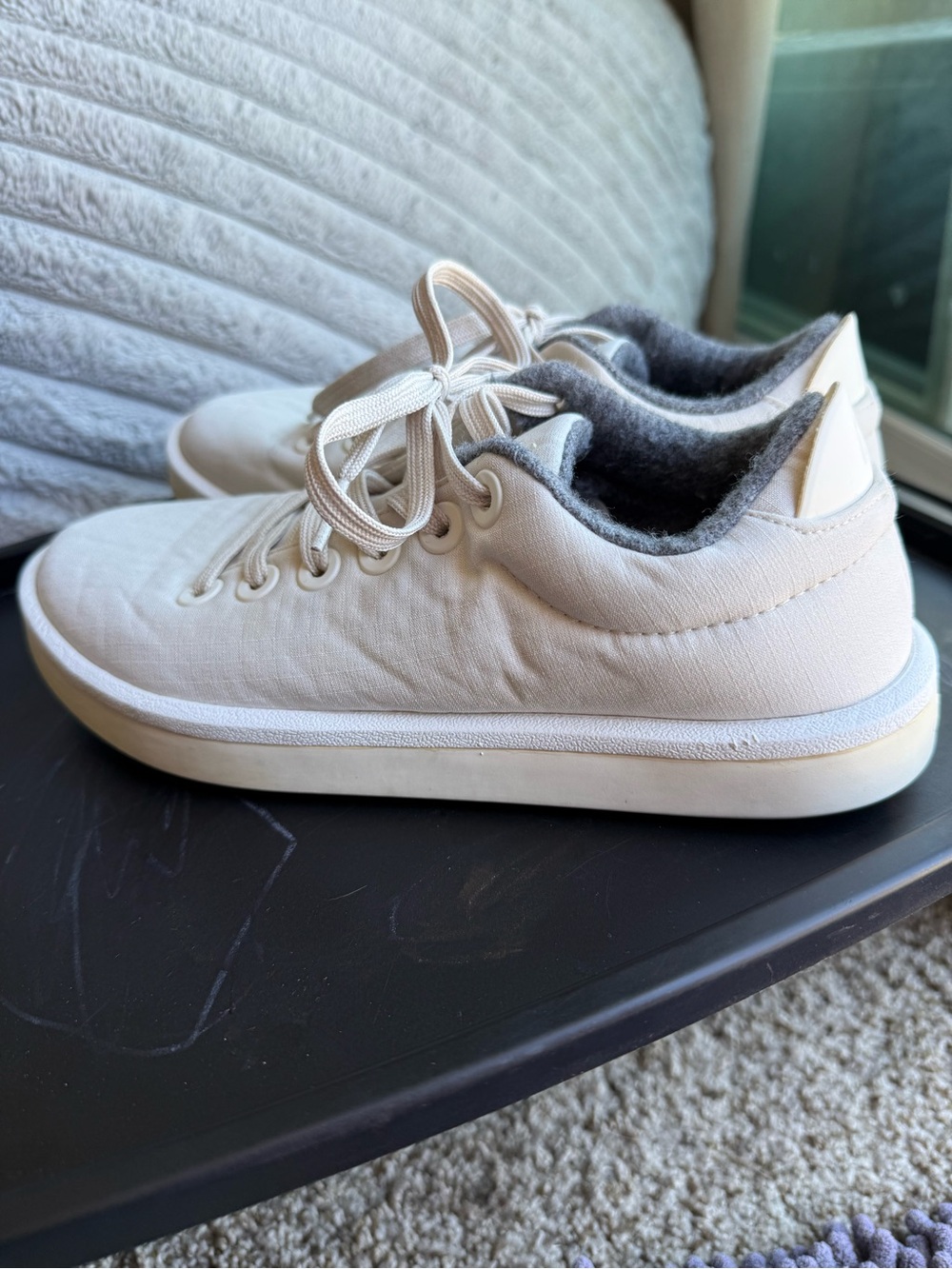 allbirds Piper Wool Cream Lace-Up Sneakers with Gray Wool Lining/Insert retired
